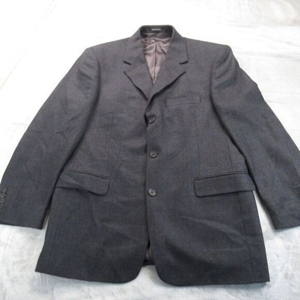 Stafford Executive Wool Cashmere Blend Blazer Men 40R Gray Check 3Button No Vent